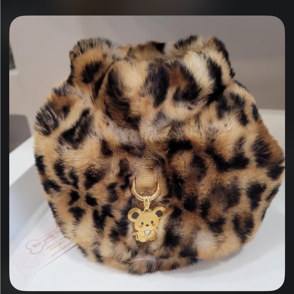 For Pets Only Leopard eco fur jacket and harness.